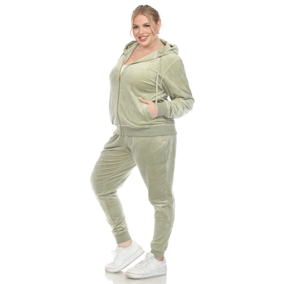  White Mark Plus Size 2 Piece Velour Tracksuit Set - 3X - Bonton