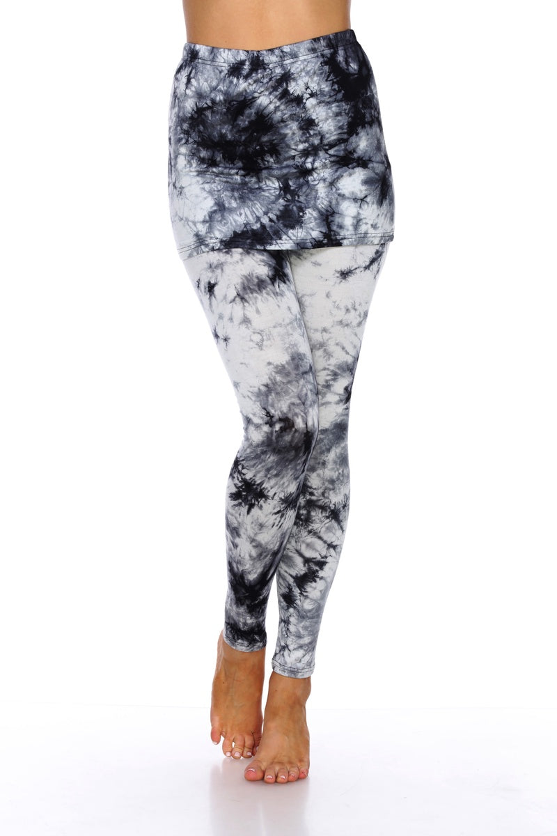  White Mark Tie Dye Skirted Leggings - S - Bonton