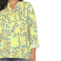 Plus Size Paisley Button Front Tunic Top