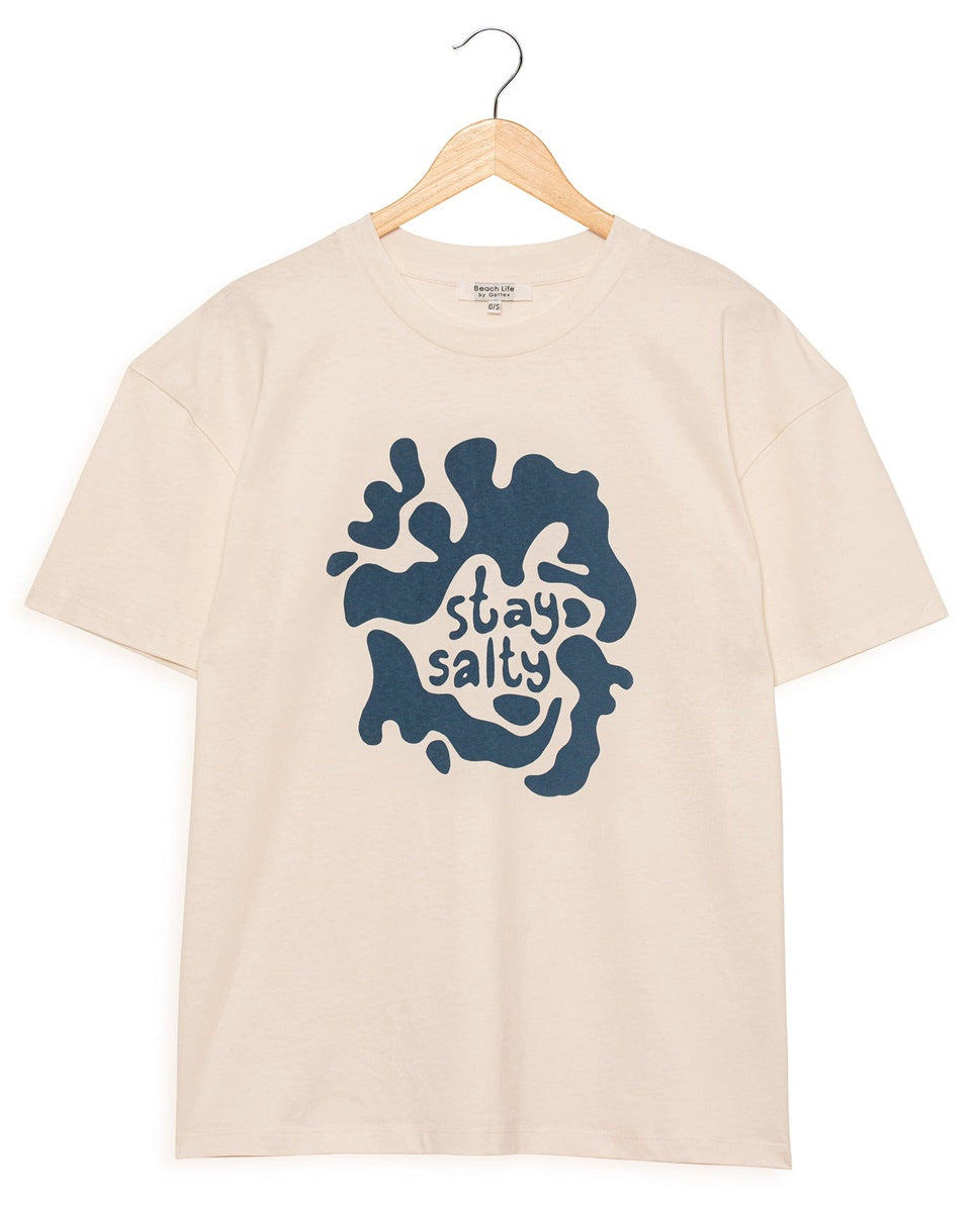  Gottex Beach Life Oversized Short Sleeve Graphic Tee-Multi/Blu - Classic-Off-White - Bonton