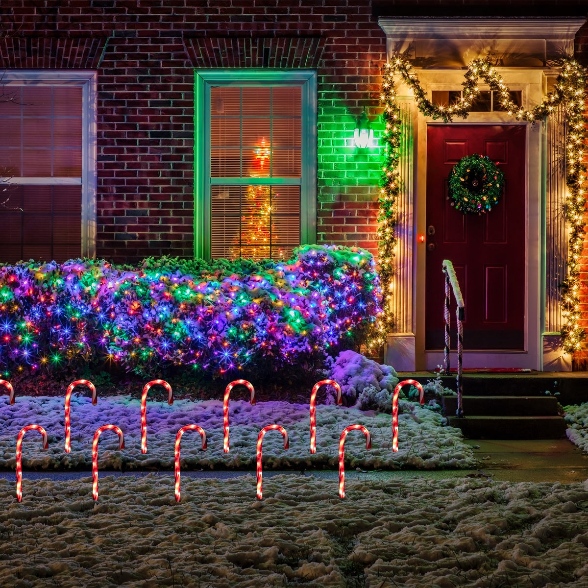  Northlight Lighted Candy Cane Outdoor Christmas Pathway Markers - 13.5' White Wire - Set of 10 - Default Title - Bonton