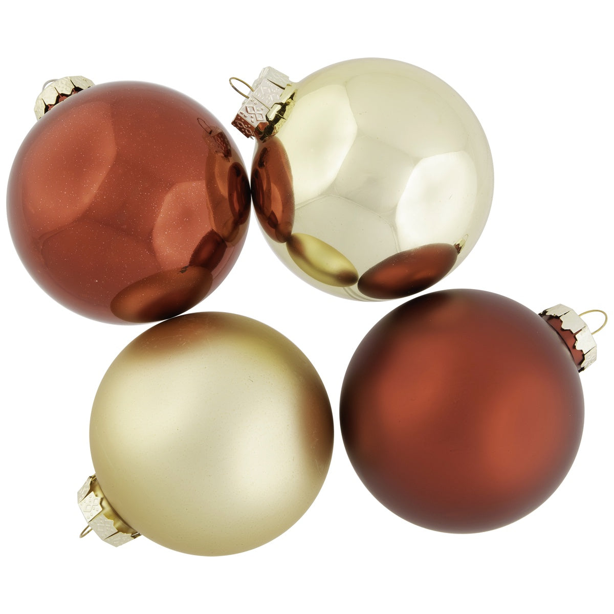  Northlight Shiny and Matte Glass Christmas Ball Ornaments - Red/Gold - 4