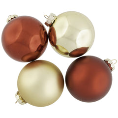 Shiny and Matte Glass Christmas Ball Ornaments - Red/Gold - 4" (100mm) - 72ct