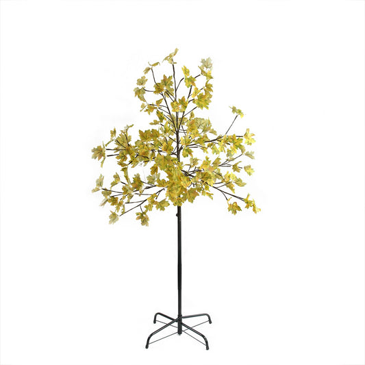 5' Pre-Lit LED Lighted Fall Harvest Yellow Maple Leaf Artificial Tree - White Lights