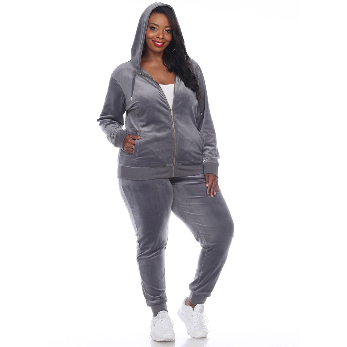  White Mark Plus Size 2 Piece Velour Tracksuit Set - 1X - Bonton