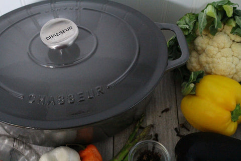 French Enameled Cast Iron Oval Dutch Oven, 4.2-Quart, Caviar Grey