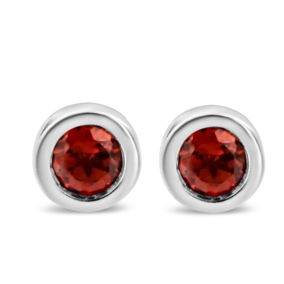  Haus of Brilliance .925 Sterling Silver Bezel Set 3.5Mm Created Red Ruby Gemstone Solitaire Stud Earrings - Red Ruby - Bonton