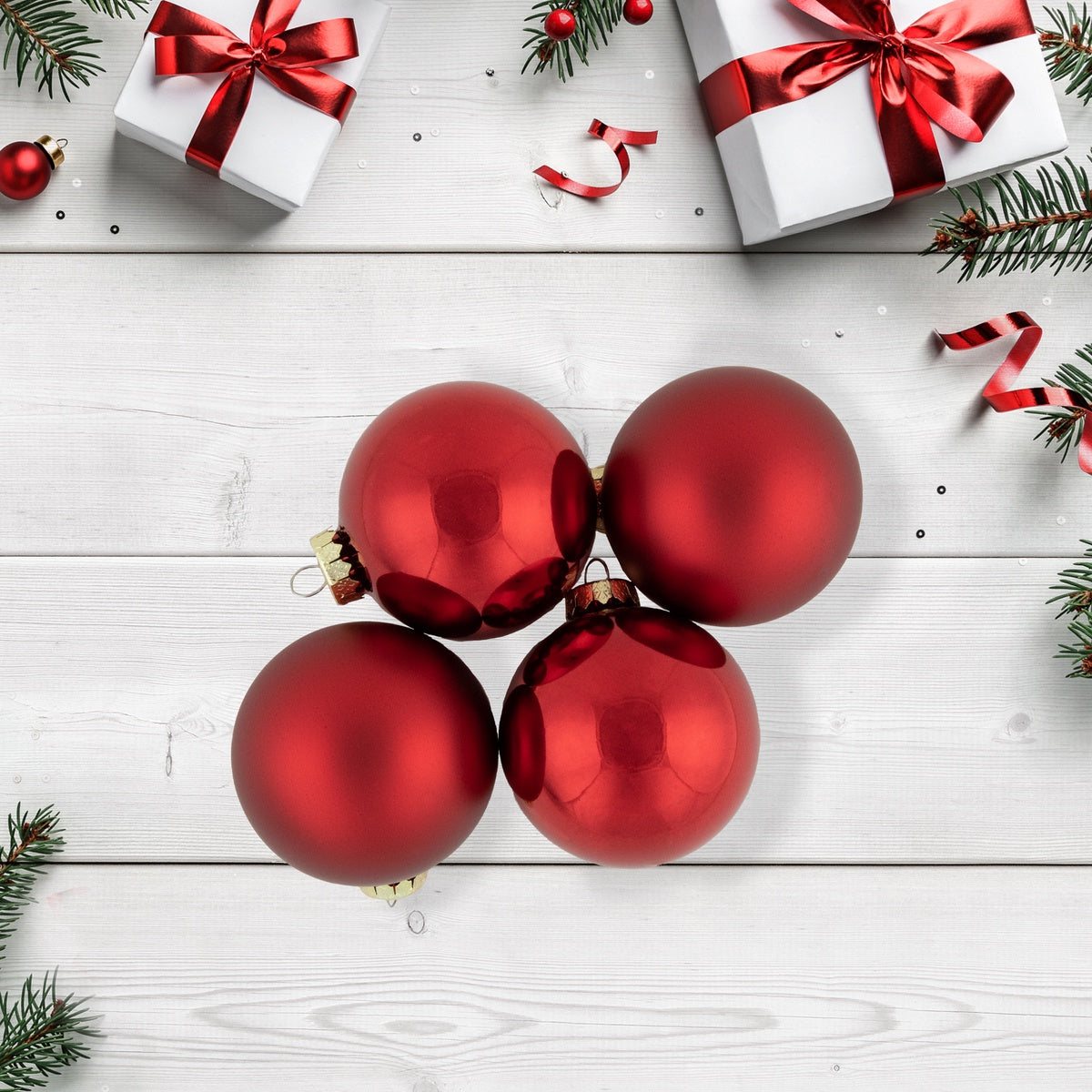  Northlight 72ct Red 2-Finish Glass Christmas Ball Ornaments 4