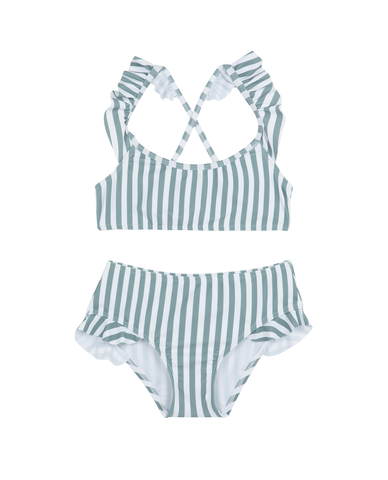 Sweet Stripe Scoop Neck Ruffle Swim Set