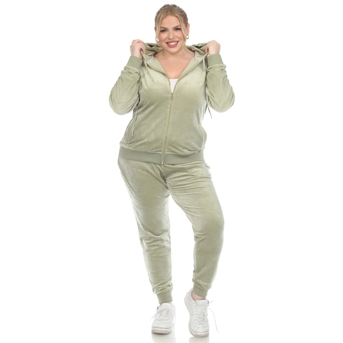  White Mark Plus Size 2 Piece Velour Tracksuit Set - 1X - Bonton