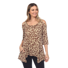 Women's Leopard Cold Shoulder Tunic