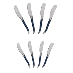 French Home Laguiole Set of 8 Spreaders With Navy Handles