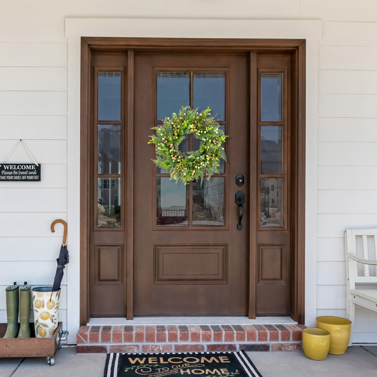  Northlight Berry and Crabapple Fern Foliage Spring Wreath - 22