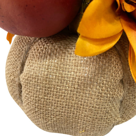 Mixed Autumn Harvest Flora in a Pumpkin Basket Decoration - 9"