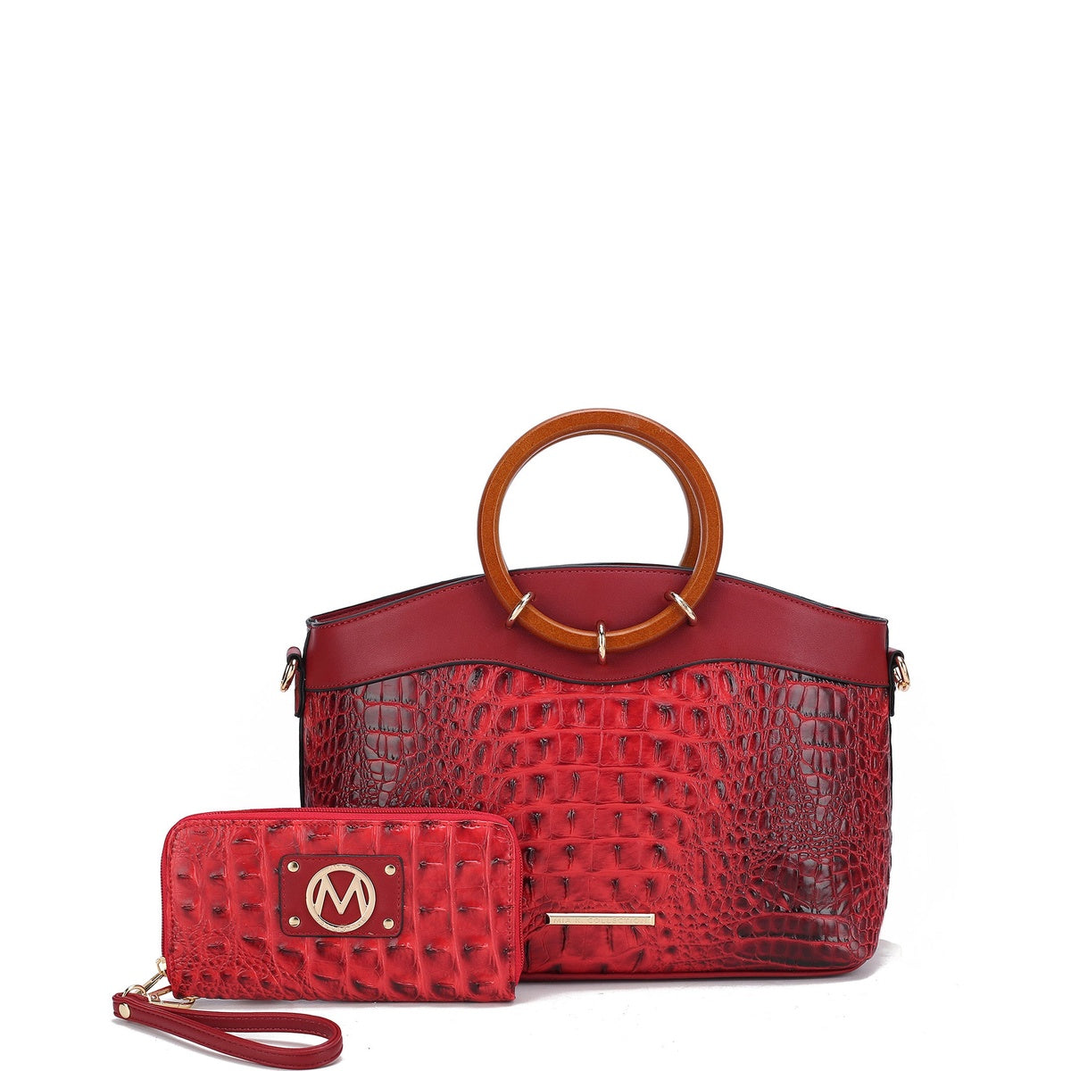  MKF Collection Phoebe Tote Bag and Wallet Set - Croco Black - Bonton