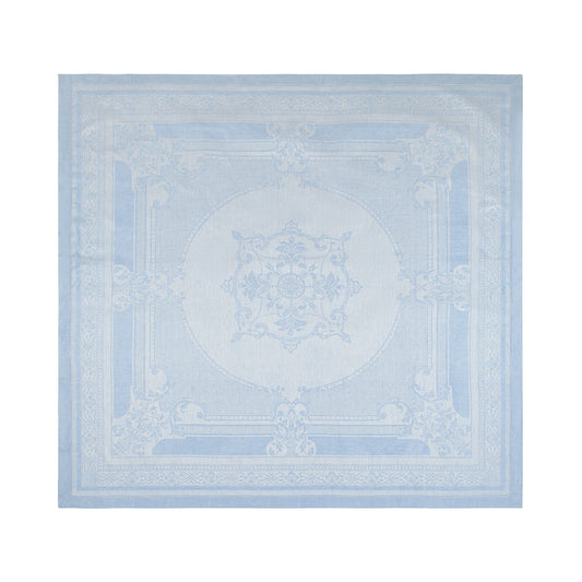 French Home Linen 71" X 100" Astra Tablecloth - Ivory and Light Blue