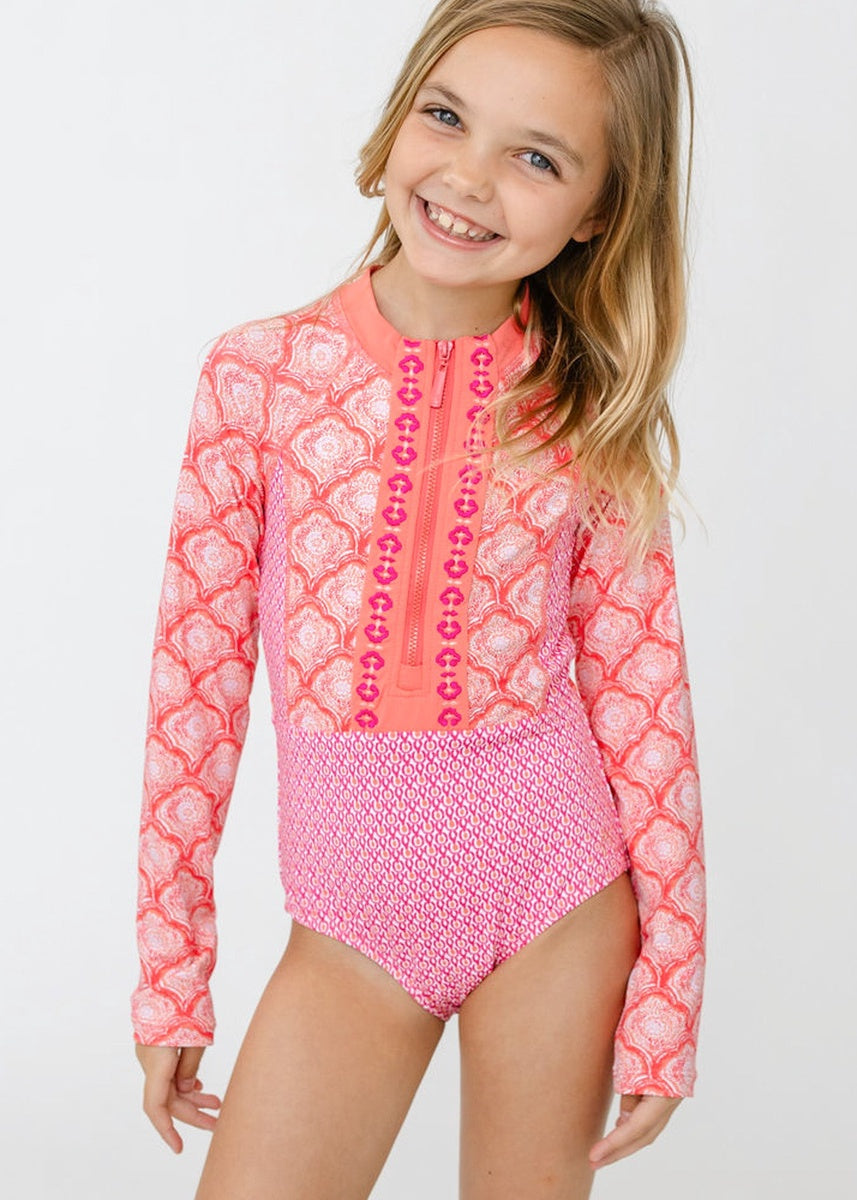  Cabana Life Girls Amelia Island Long Sleeve One-Piece - 4 - Bonton