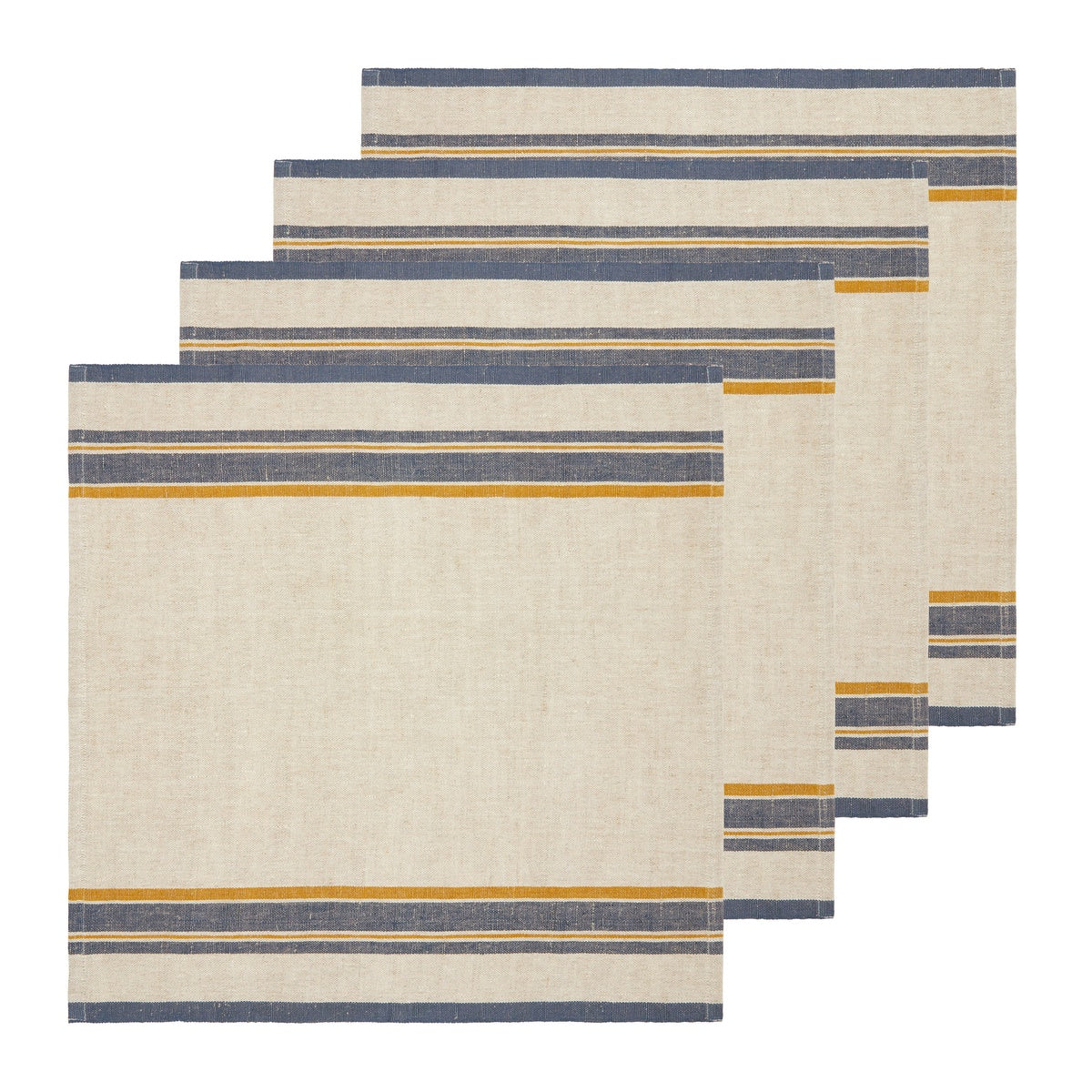  Caravan Antibes Natural Napkins, Set of 4 - Blue - Bonton