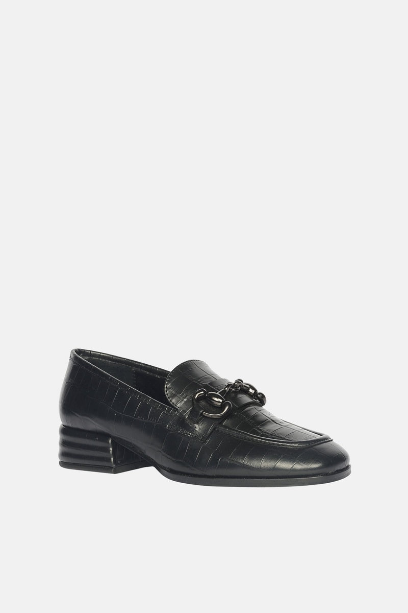  Saint G Jacqueline Croco - Heeled Loafers - Black - Bonton