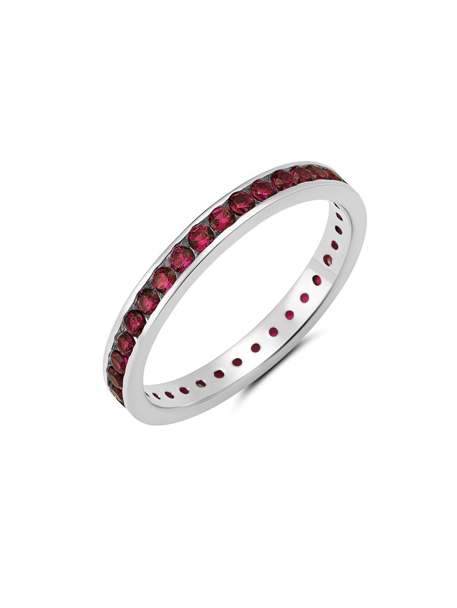  CRISLU Ruby Cubic Zirconia Eternity Band Engagement Ring Finished in Pure Platinum - XX - Bonton