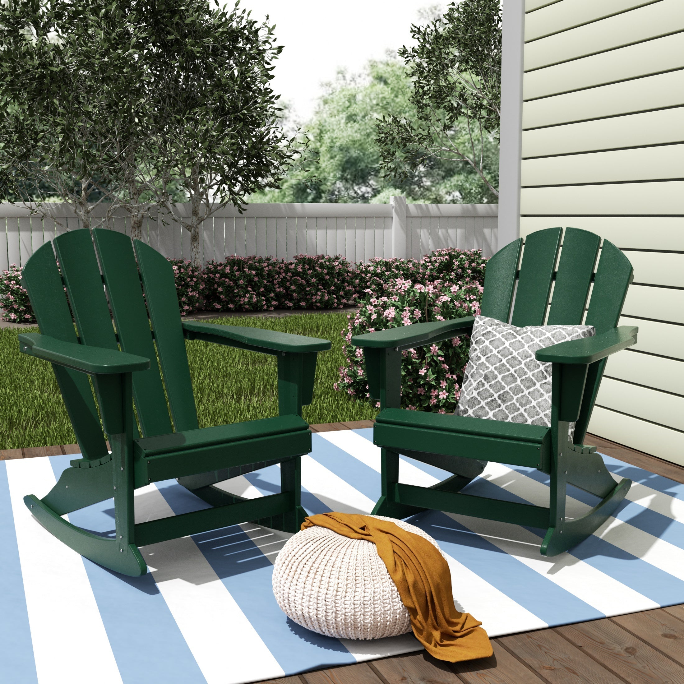  Westin Furniture Outdoor Patio Porch Rocking Adirondack Chair, Set of 2 - Orange - Bonton