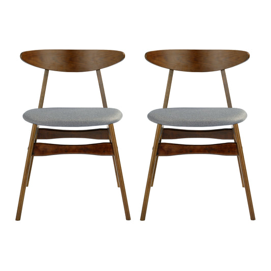 Mid Century Modern Solid Wood Upholstered Dining Side Chair, Set of 2