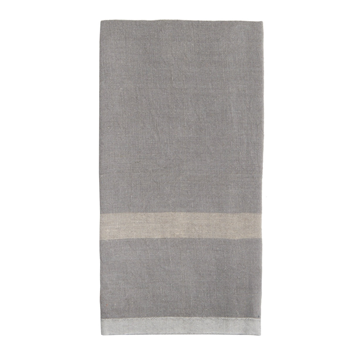  Caravan Laundered Linen Towels, Set of 2 - Grey & Lime - Bonton