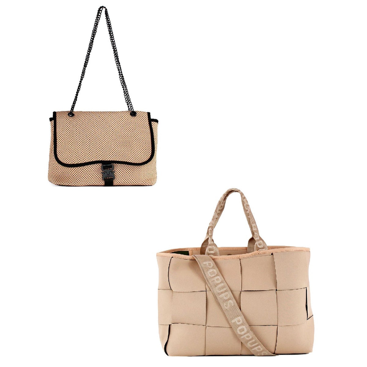  Pop Ups Brand Icon Tote + Flap Crossbody - Tan - Default Title - Bonton