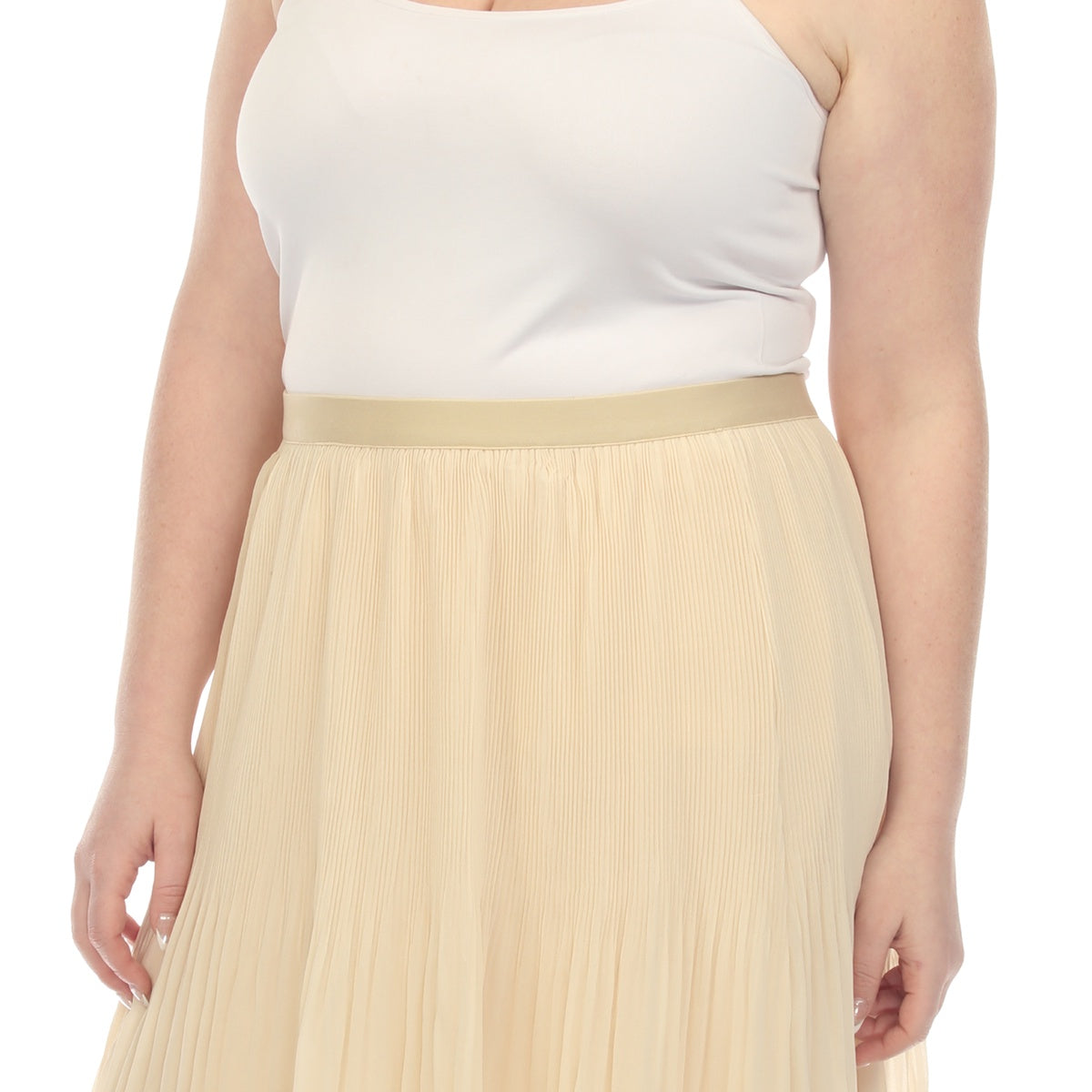  White Mark Plus Size Pleated Chiffon Midi Skirt - 1X - Bonton