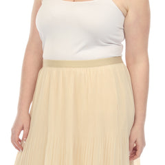 Plus Size Pleated Chiffon Midi Skirt