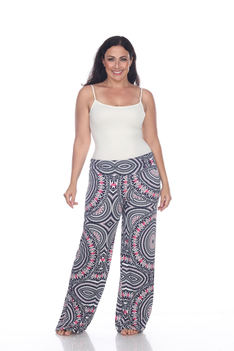  White Mark Geometric Print Plus Size Palazzo Pants - 1x - Bonton