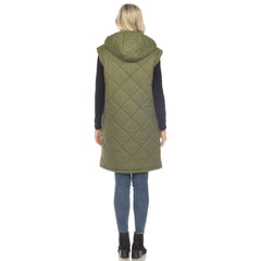 Women's Diamond Quilted Hooded Puffer Vest