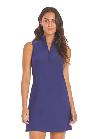 Navy 1/4 Zip Sleeveless Sport Dress