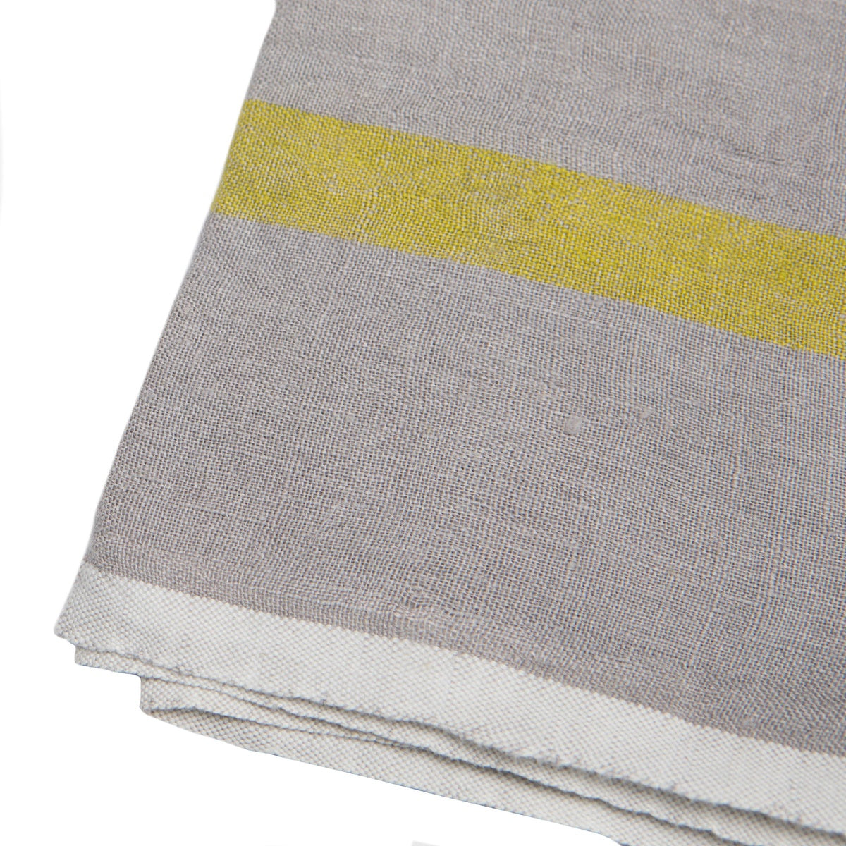  Caravan Laundered Linen Towels, Set of 2 - Grey & Lime - Bonton