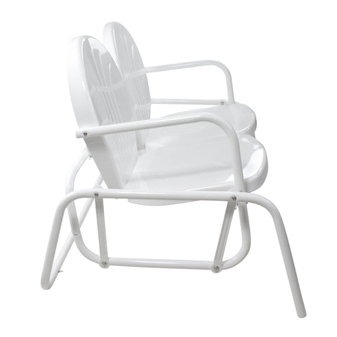 48.25" Outdoor Retro 2-Person Metal Tulip Double Glider Patio Chair  White
