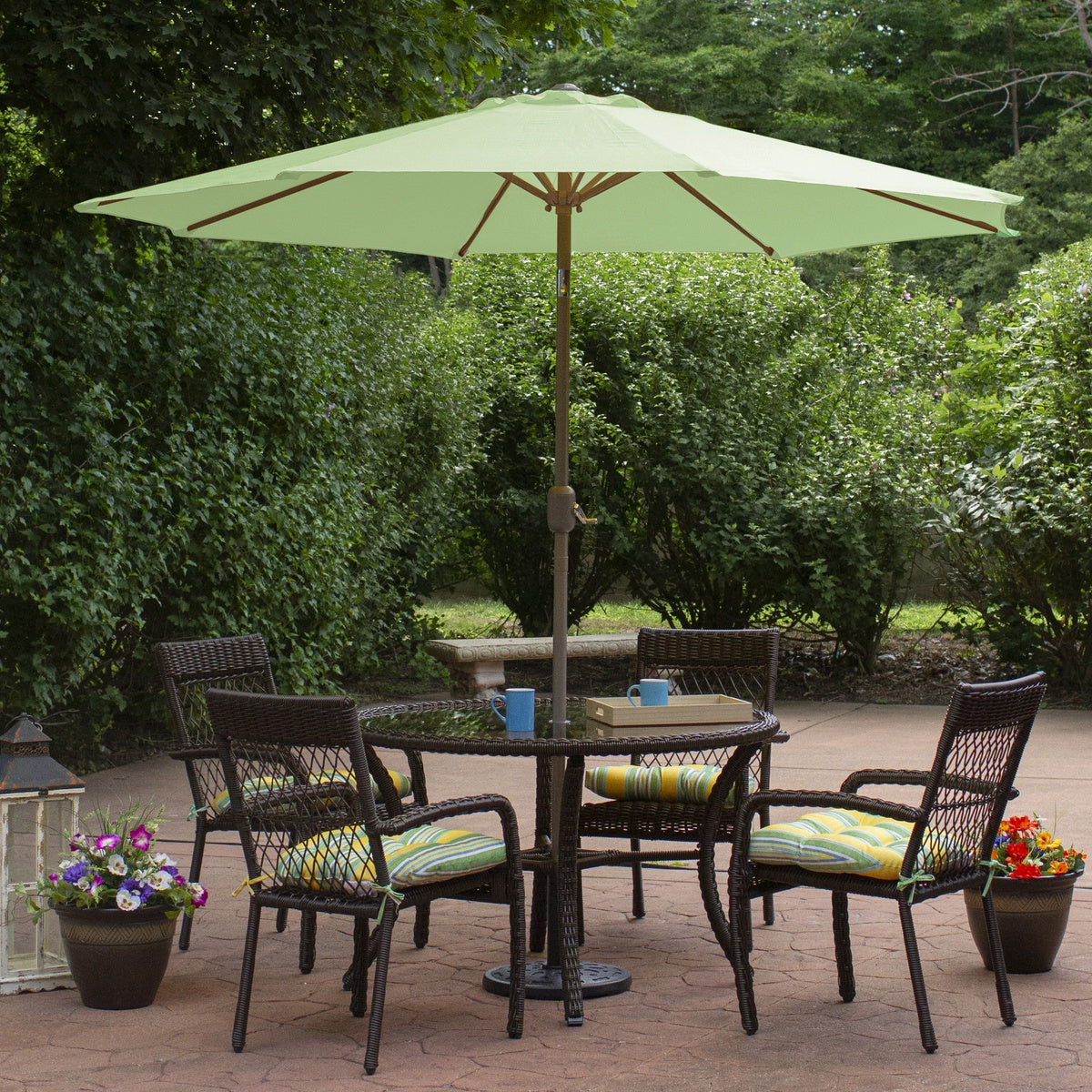  Northlight Outdoor Patio Market Umbrella With Hand Crank and Tilt - 9' - Sage Green - Sage Green - Bonton