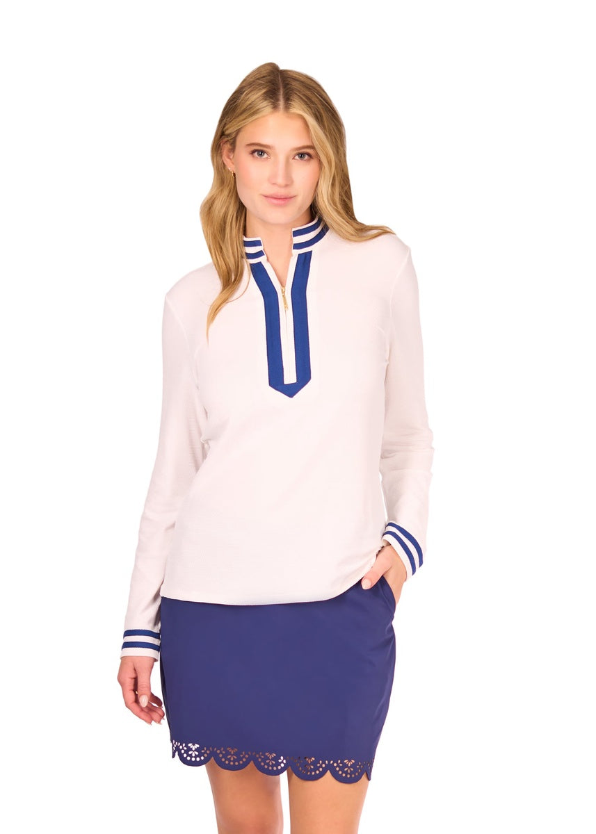  Cabana Life White Collared 1/4 Zip - XS - Bonton