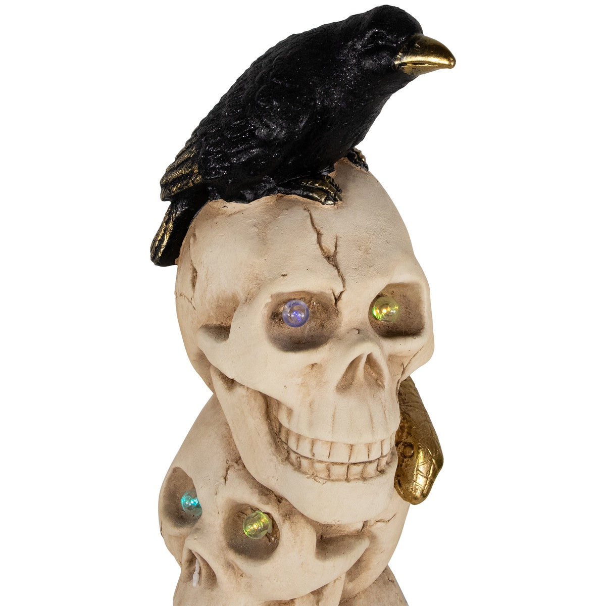  Northlight LED Lighted Skull Tower With Raven and Snake Halloween Decoration - 27.5