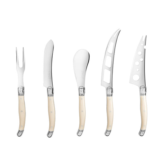 Laguiole 5-Piece Artisan Cheese Knife Set With Ivory-Colored Handles