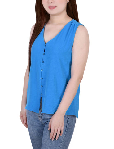 Sleeveless Button Front Blouse