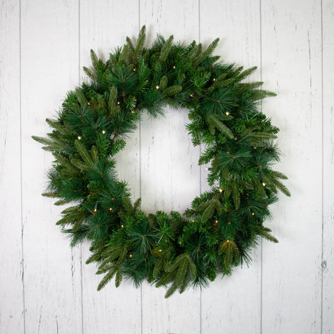 Real Touch™? Pre-Lit Rosemary Emerald Angel Pine Artificial Christmas Wreath - 30" - Clear LED Lights