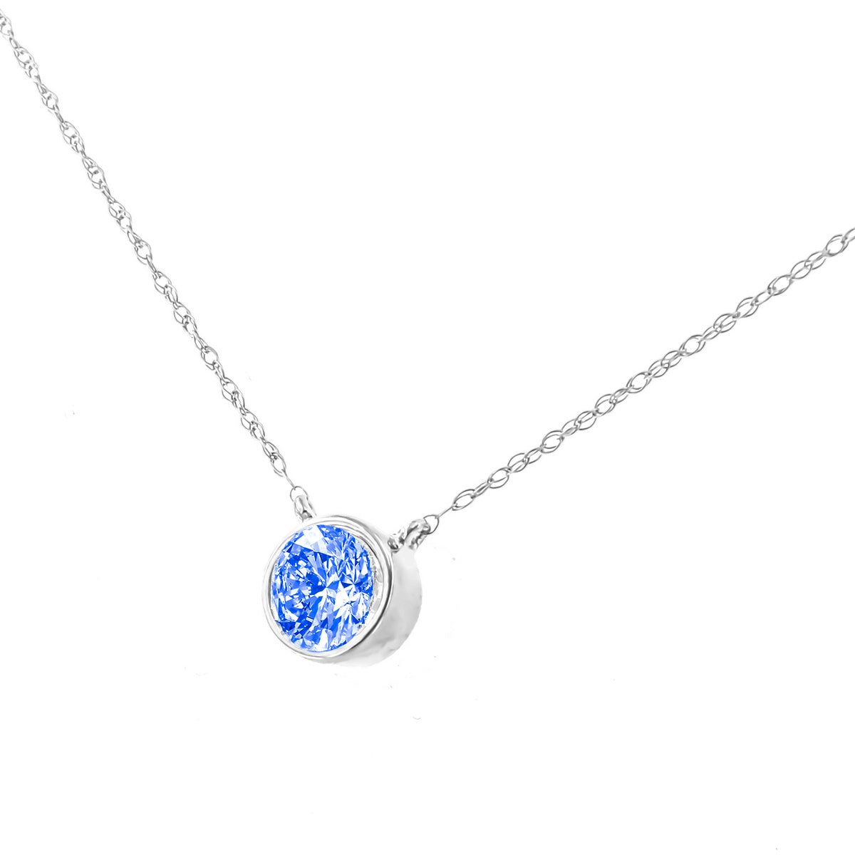  Haus of Brilliance .925 Sterling Silver 1/10 Carat Blue Diamond Suspended Bezel-Set Solitaire 16