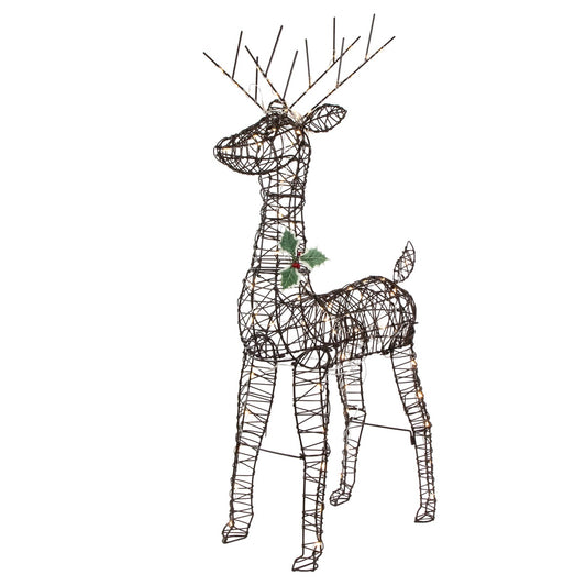 45.5" LED Lighted Rattan Deer Outdoor Christmas Decoration