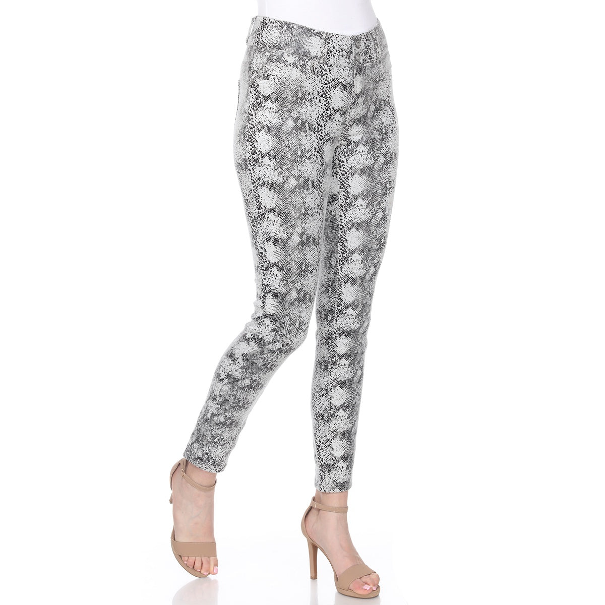  White Mark Faux Suede Snake Print Pants - 2 - Bonton