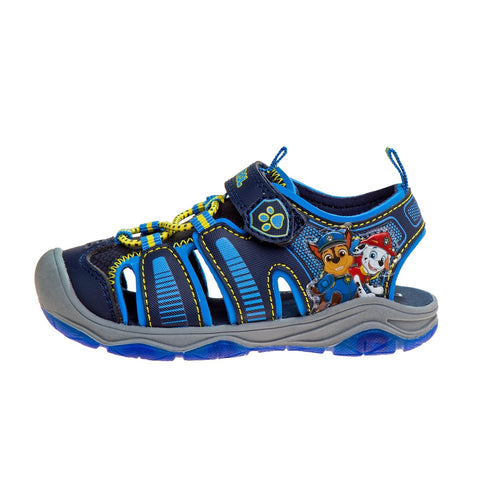 Paw Patrol Chase Marshall Light Up Summer Boys Sandals - Hook&Loop Adjustable Strap Closed Toe Sandal Water Shoe - Blue (Sizes 6-12 Toddler)