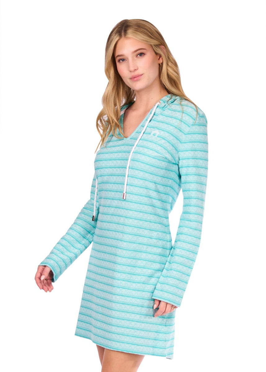  Cabana Life Aqua Hoodie Dress - XS - Bonton