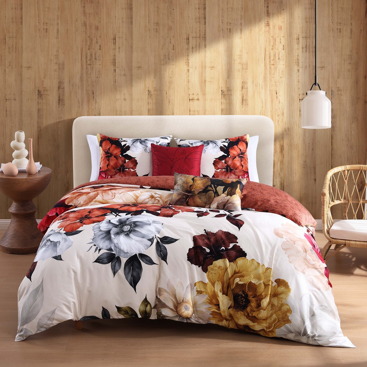  Bebejan Bebejan Carnelian Flora 5 Piece Reversible Comforter Set - QUEEN - Bonton