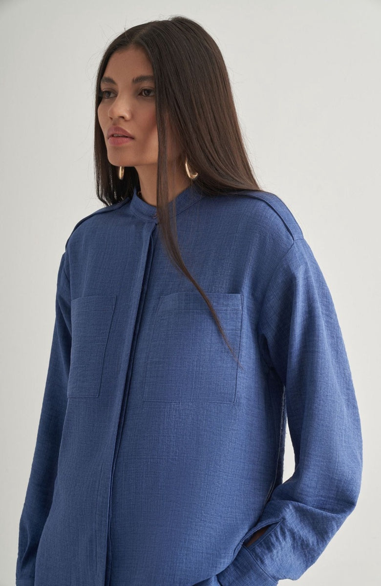  Mizalle Mizalle Tunic With Epaulette Detail - Indigo - Bonton