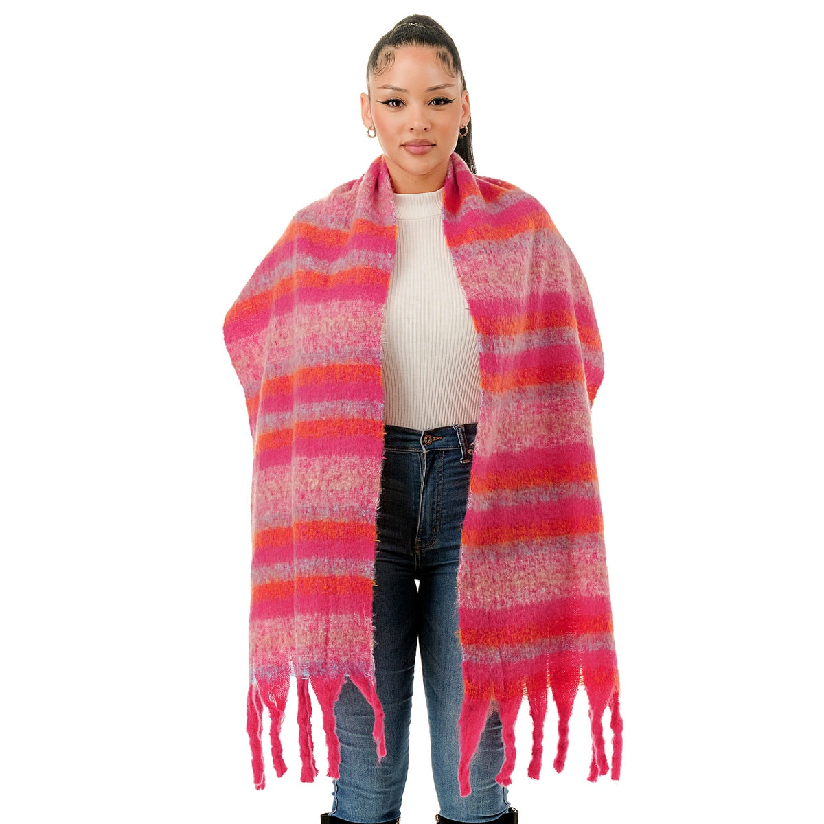  Marcus Adler Stripe Woven Scarf - Green - Bonton