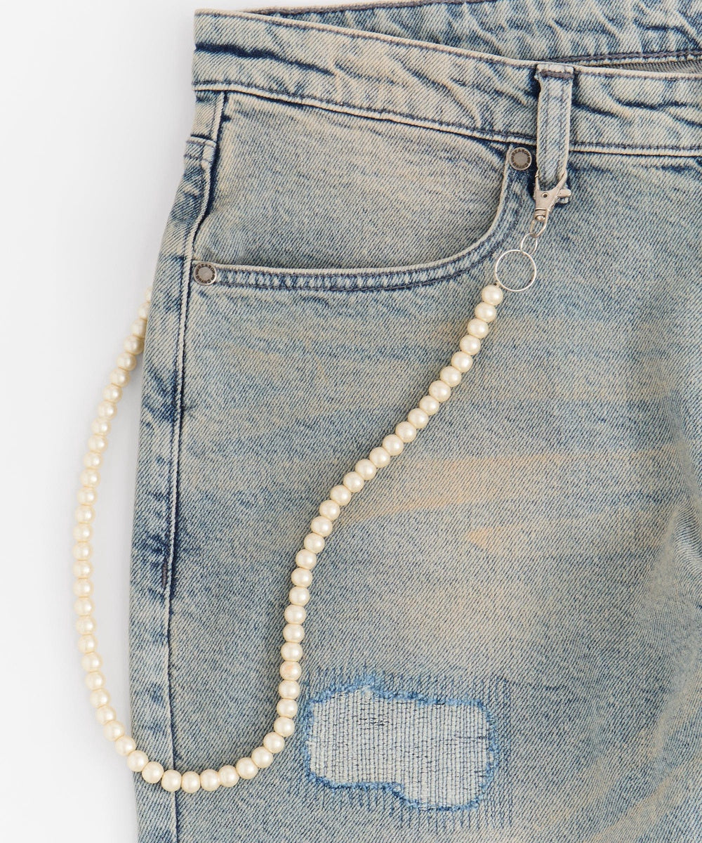  Reason Clothing Pearls Chain Denim Jeans - Dark Blue - DARK BLUE - Bonton